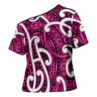 Aotearoa Maori Kowhaiwhai Cross Shoulder Shirt Mawhero Puhoro and Patiki