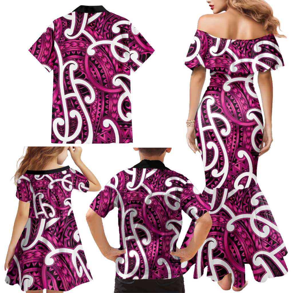 Aotearoa Maori Kowhaiwhai Family Matching Mermaid Dress and Hawaiian Shirt Mawhero Puhoro and Patiki LT9 - Polynesian Pride