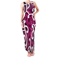 Aotearoa Maori Kowhaiwhai Family Matching Tank Maxi Dress and Hawaiian Shirt Mawhero Puhoro and Patiki LT9 Mom's Dress Pink - Polynesian Pride