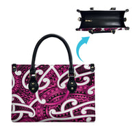 Aotearoa Maori Kowhaiwhai Leather Bag Mawhero Puhoro and Patiki