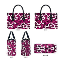 Aotearoa Maori Kowhaiwhai Leather Bag Mawhero Puhoro and Patiki