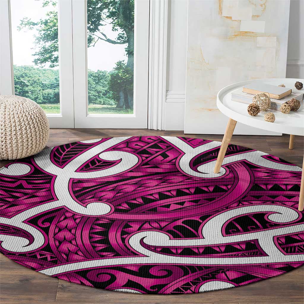 Aotearoa Maori Kowhaiwhai Round Carpet Mawhero Puhoro and Patiki