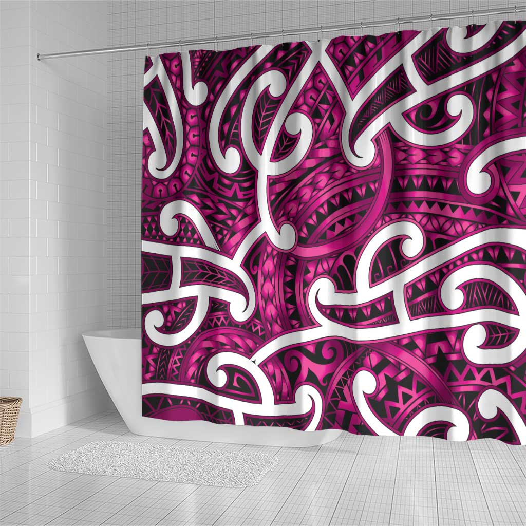 Aotearoa Maori Kowhaiwhai Shower Curtain Mawhero Puhoro and Patiki