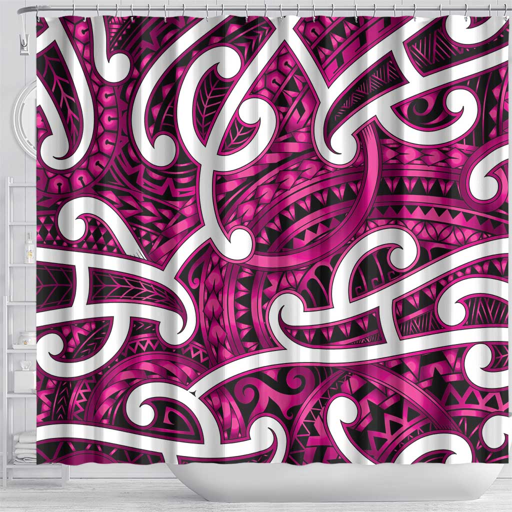 Aotearoa Maori Kowhaiwhai Shower Curtain Mawhero Puhoro and Patiki