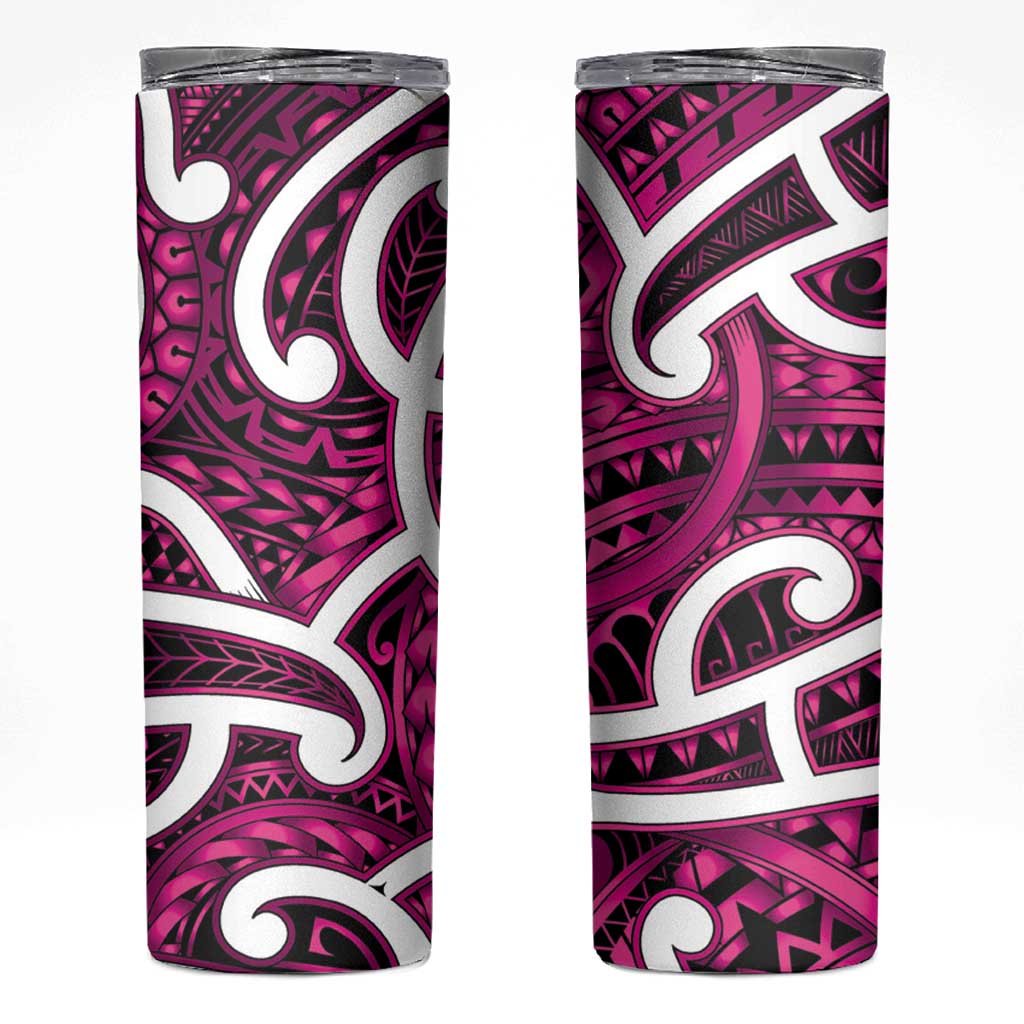 Aotearoa Maori Kowhaiwhai Skinny Tumbler Mawhero Puhoro and Patiki LT9 Pink - Polynesian Pride