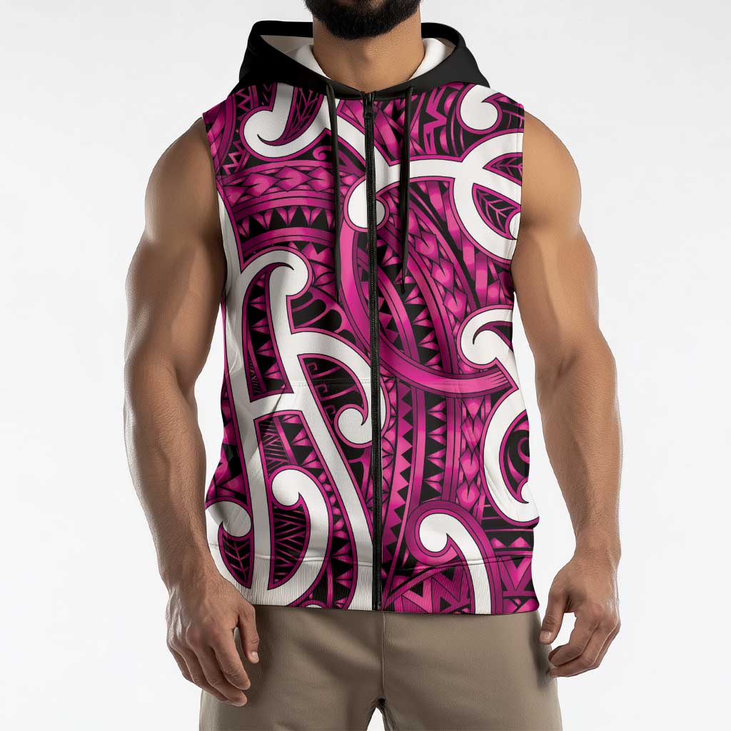 Aotearoa Maori Kowhaiwhai Sleeveless Zip Hoodie Mawhero Puhoro and Patiki