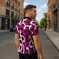 Aotearoa Maori Kowhaiwhai Zipper Polo Shirt Mawhero Puhoro and Patiki