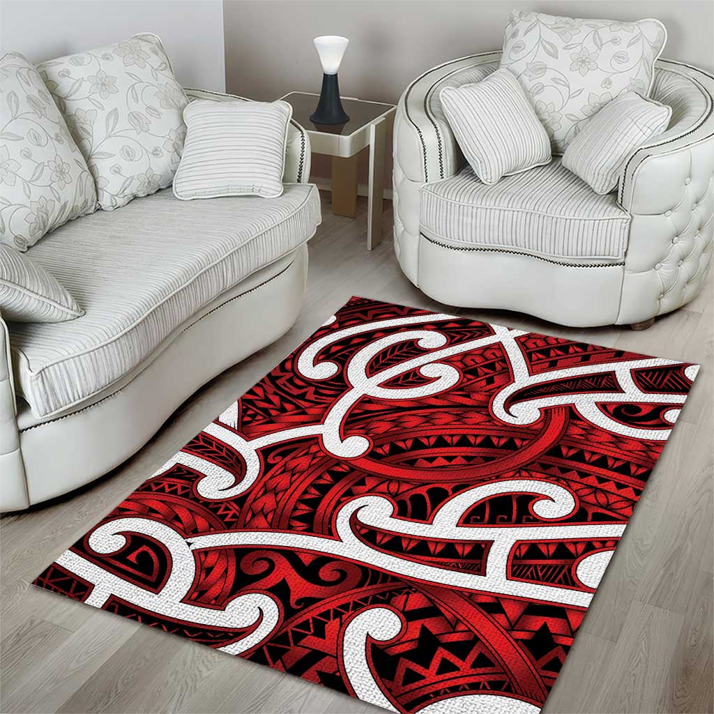 Aotearoa Maori Kowhaiwhai Area Rug Whero Puhoro and Patiki