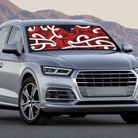 Aotearoa Maori Kowhaiwhai Auto Sun Shade Whero Puhoro and Patiki
