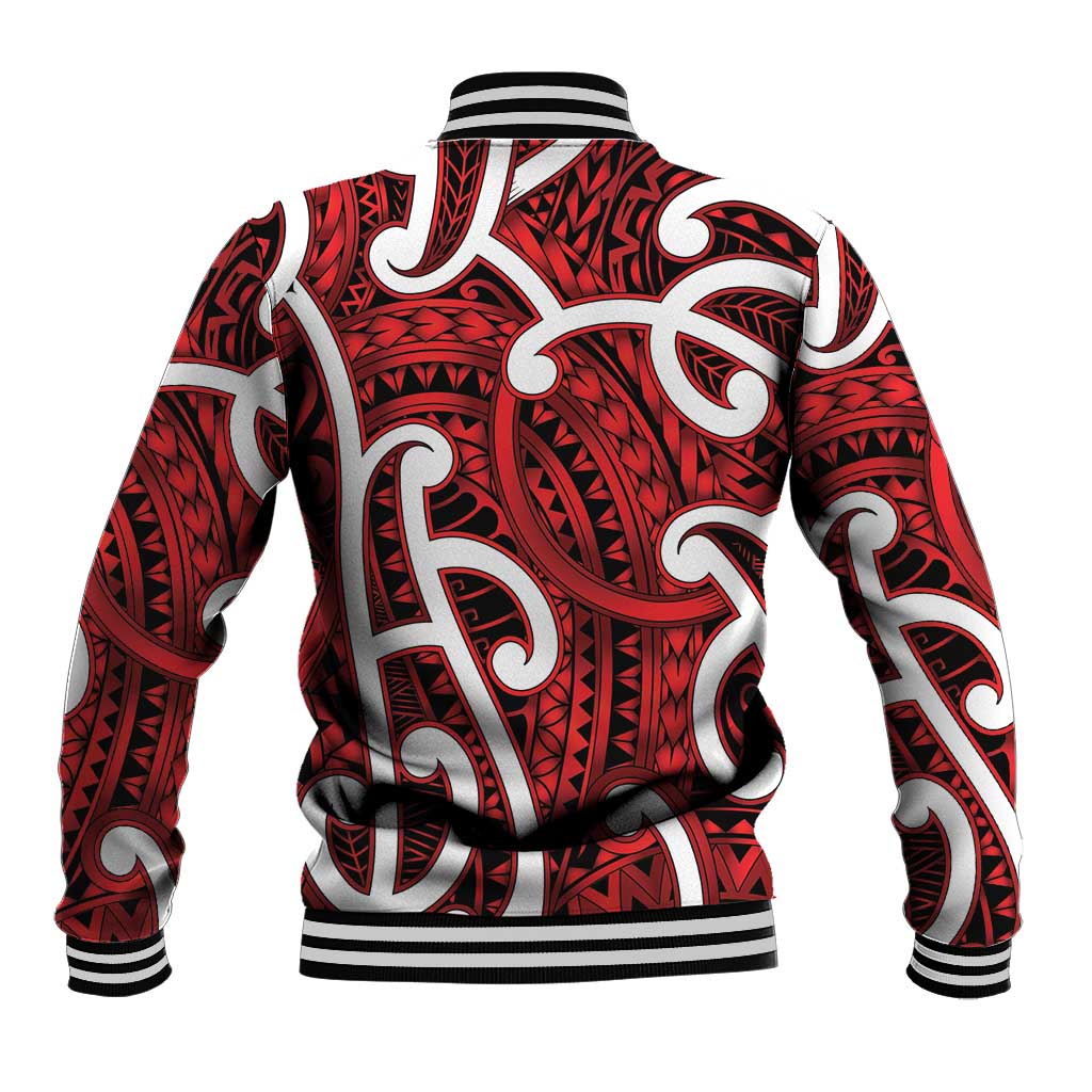 Aotearoa Maori Kowhaiwhai Baseball Jacket Whero Puhoro and Patiki