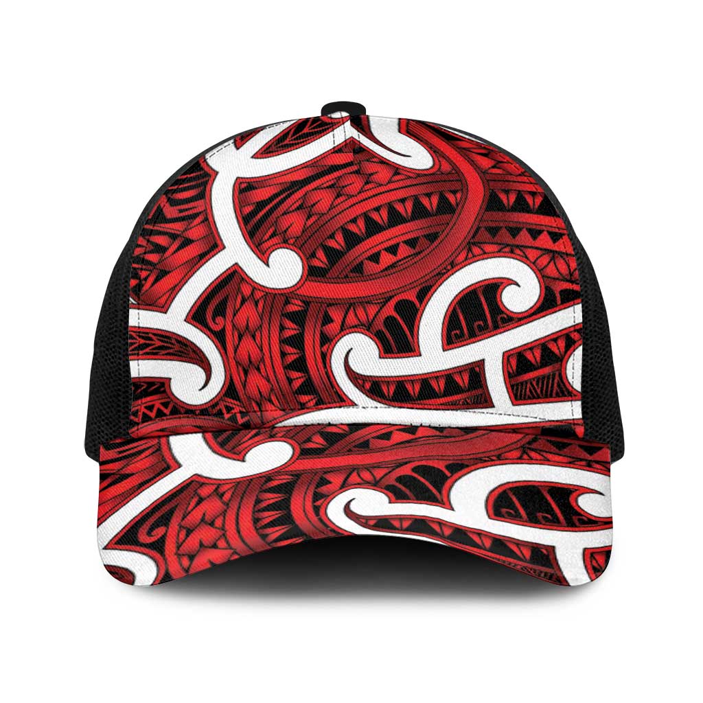 Aotearoa Maori Kowhaiwhai Baseball Net Cap Whero Puhoro and Patiki