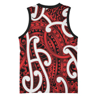 Aotearoa Maori Kowhaiwhai Basketball Jersey Whero Puhoro and Patiki