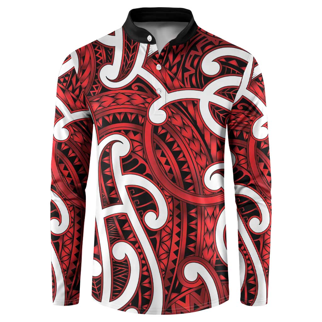 Aotearoa Maori Kowhaiwhai Button Sweatshirt Whero Puhoro and Patiki