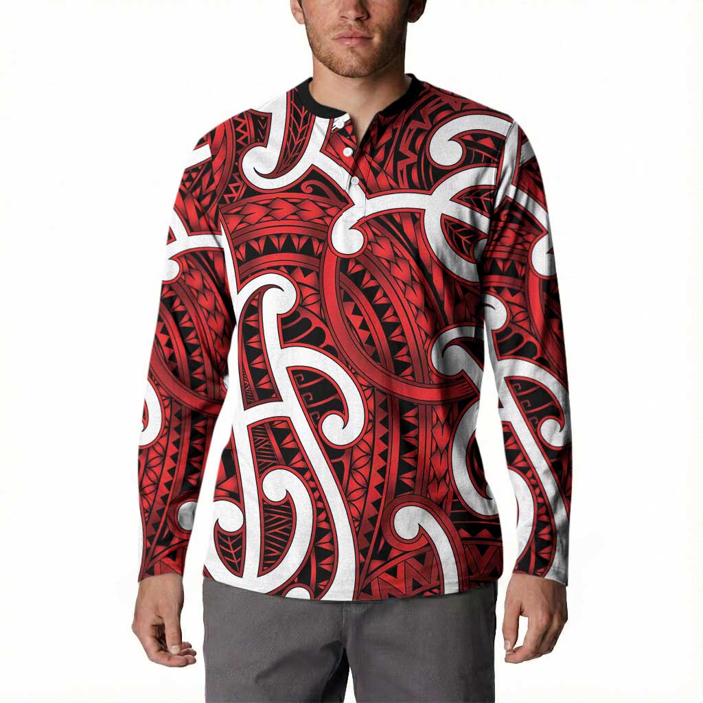 Aotearoa Maori Kowhaiwhai Button Sweatshirt Whero Puhoro and Patiki