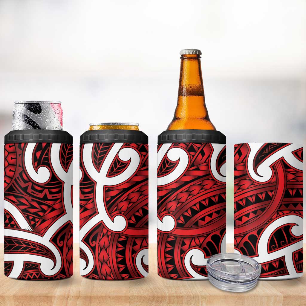 Aotearoa Maori Kowhaiwhai 4 in 1 Can Cooler Tumbler Whero Puhoro and Patiki