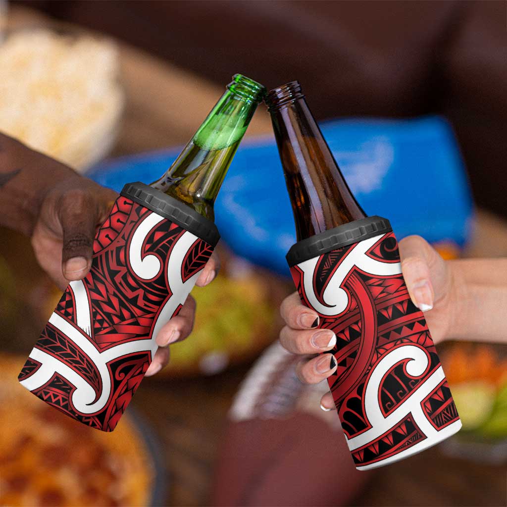 Aotearoa Maori Kowhaiwhai 4 in 1 Can Cooler Tumbler Whero Puhoro and Patiki