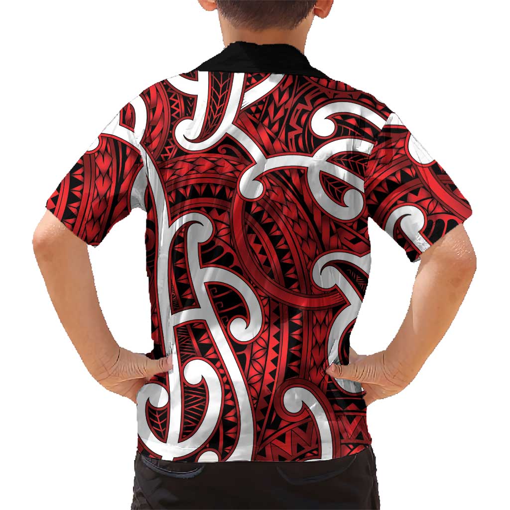 Aotearoa Maori Kowhaiwhai Family Matching Off Shoulder Maxi Dress and Hawaiian Shirt Whero Puhoro and Patiki LT9 - Polynesian Pride