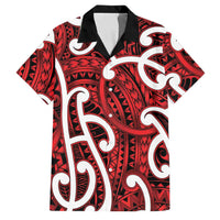 Aotearoa Maori Kowhaiwhai Family Matching Summer Maxi Dress and Hawaiian Shirt Whero Puhoro and Patiki LT9 Dad's Shirt - Short Sleeve Red - Polynesian Pride