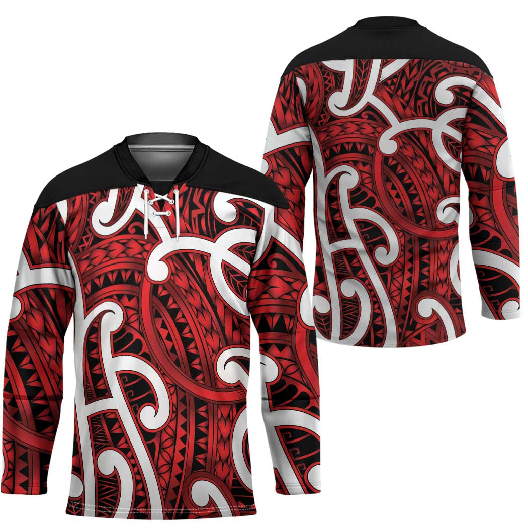 Aotearoa Maori Kowhaiwhai Hockey Jersey Whero Puhoro and Patiki