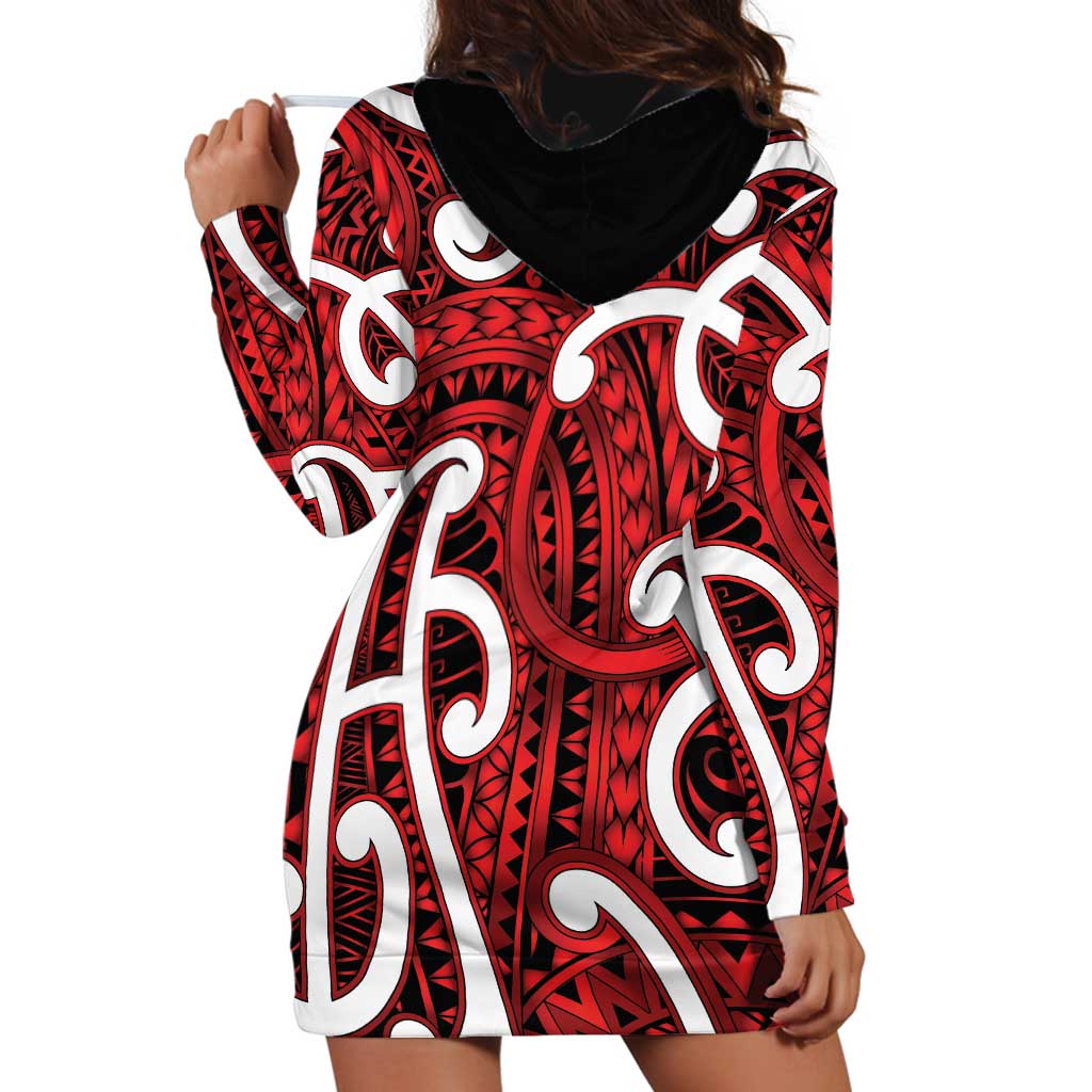 Aotearoa Maori Kowhaiwhai Hoodie Dress Whero Puhoro and Patiki LT9 - Polynesian Pride