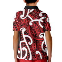 Aotearoa Maori Kowhaiwhai Kid Polo Shirt Whero Puhoro and Patiki