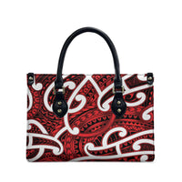 Aotearoa Maori Kowhaiwhai Leather Bag Whero Puhoro and Patiki