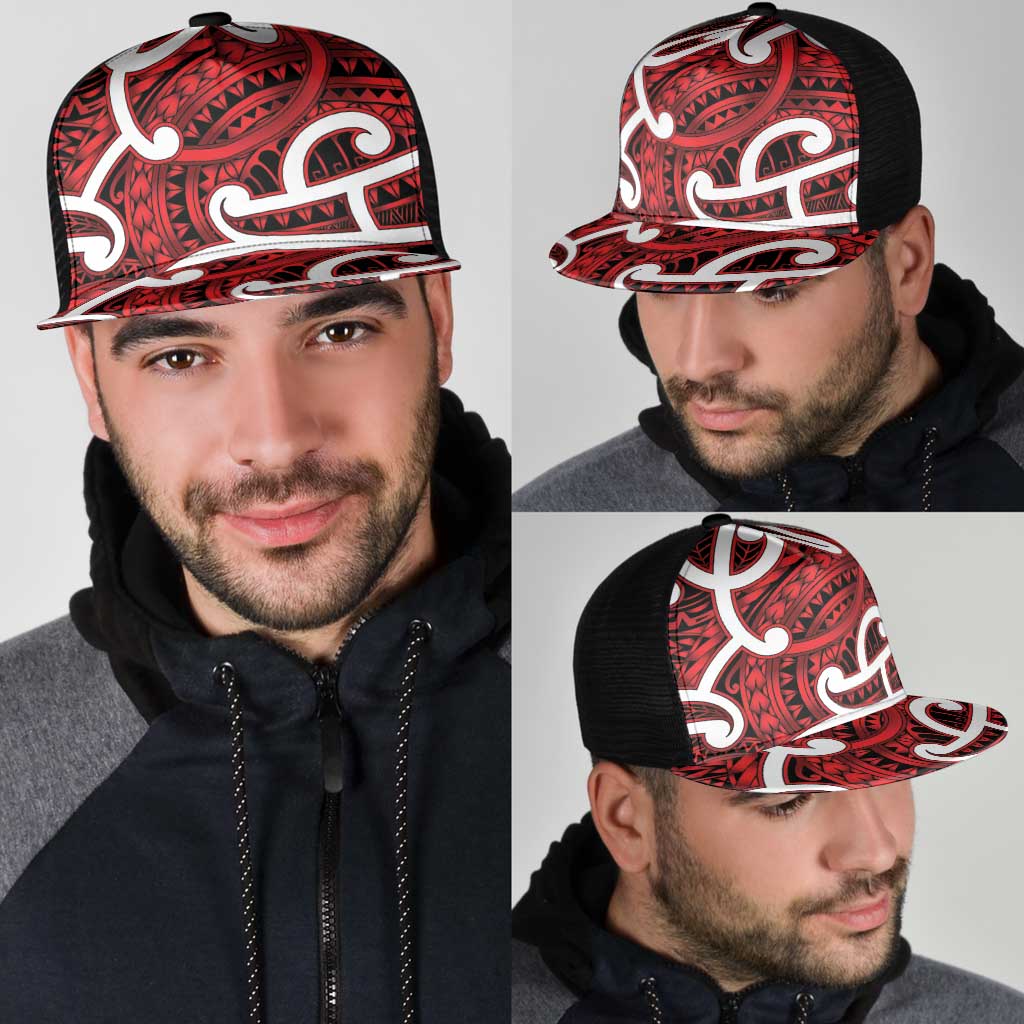 Aotearoa Maori Kowhaiwhai Mesh Trucker Cap Whero Puhoro and Patiki LT9 - Polynesian Pride