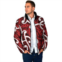 Aotearoa Maori Kowhaiwhai Padded Jacket Whero Puhoro and Patiki
