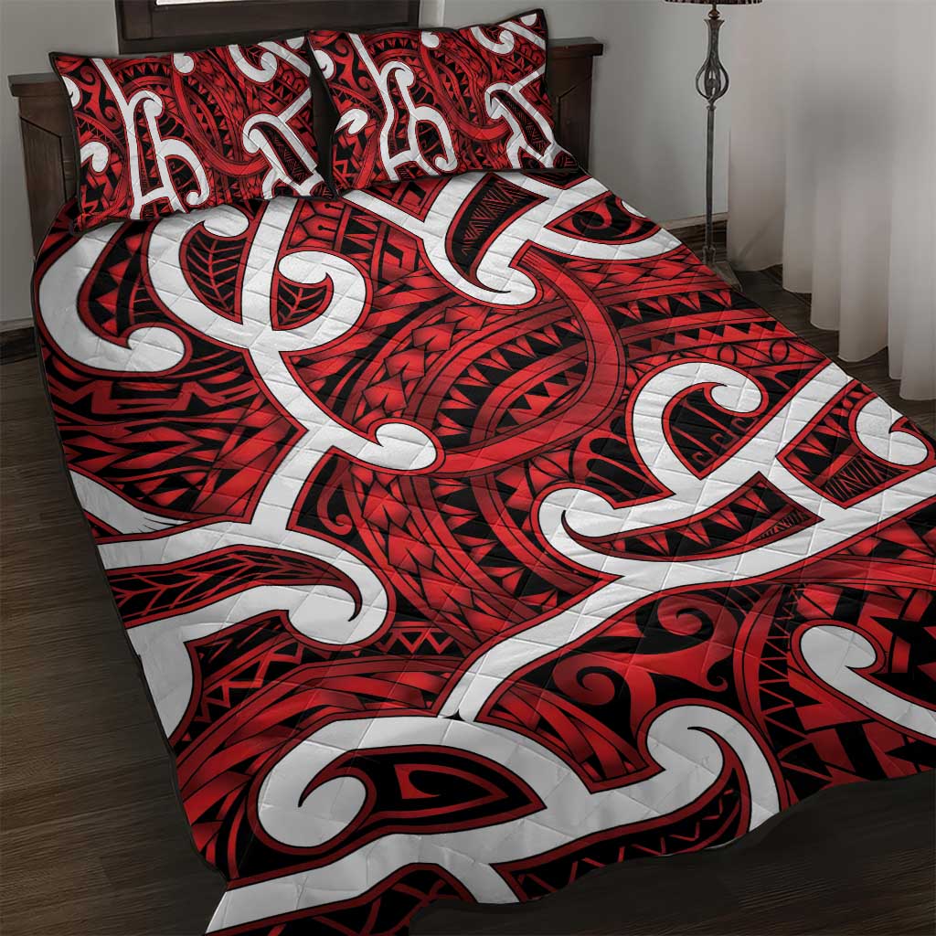 Aotearoa Maori Kowhaiwhai Quilt Bed Set Whero Puhoro and Patiki