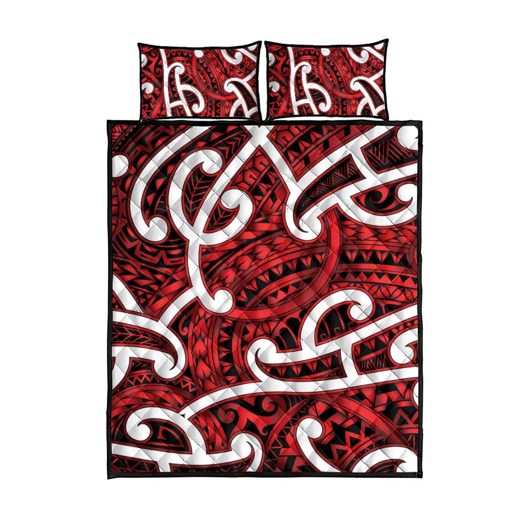 Aotearoa Maori Kowhaiwhai Quilt Bed Set Whero Puhoro and Patiki