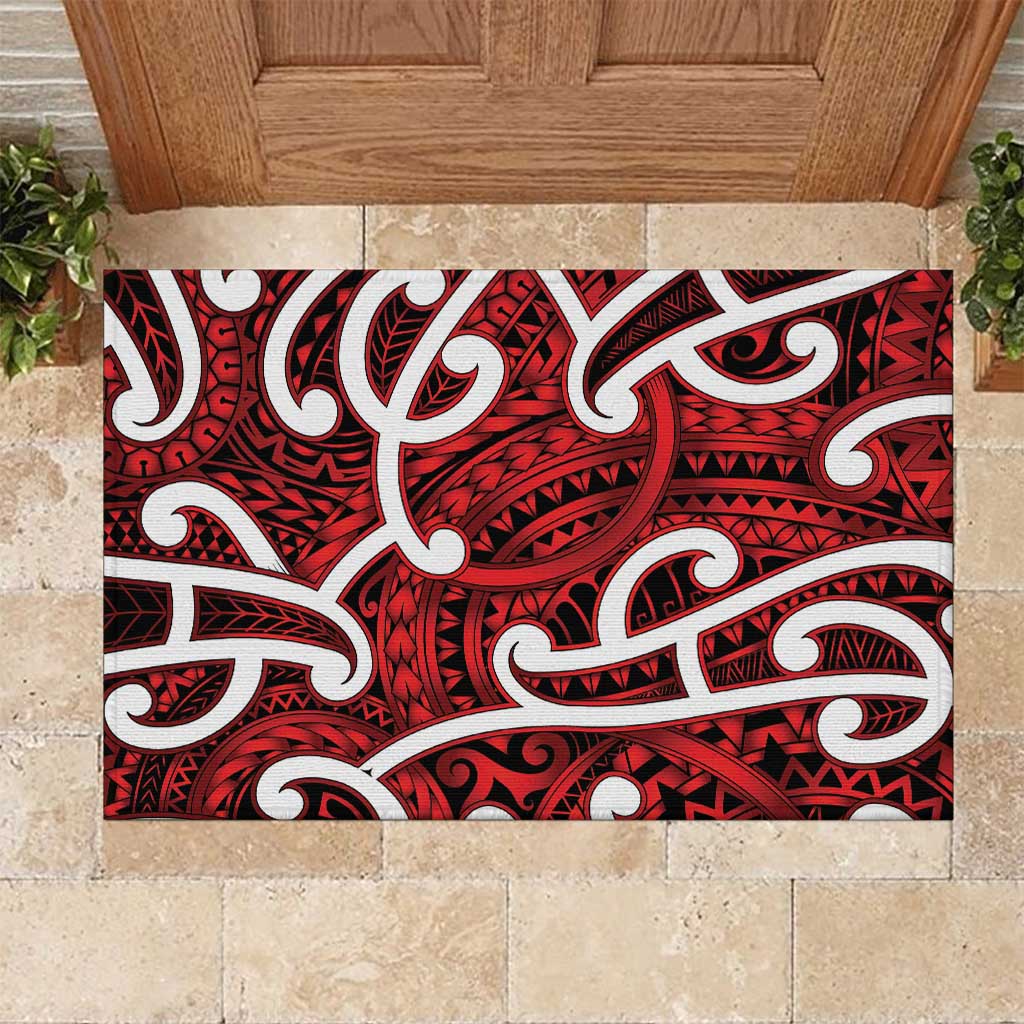 Aotearoa Maori Kowhaiwhai Rubber Doormat Whero Puhoro and Patiki