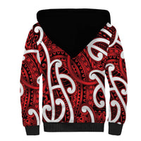 Aotearoa Maori Kowhaiwhai Sherpa Hoodie Whero Puhoro and Patiki