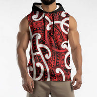 Aotearoa Maori Kowhaiwhai Sleeveless Hoodie Whero Puhoro and Patiki LT9 - Polynesian Pride