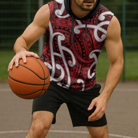 Aotearoa Maori Kowhaiwhai Sleeveless Hoodie Whero Puhoro and Patiki LT9 - Polynesian Pride