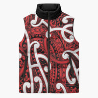 Aotearoa Maori Kowhaiwhai Sleeveless Puffer Jacket Whero Puhoro and Patiki
