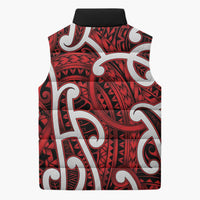 Aotearoa Maori Kowhaiwhai Sleeveless Puffer Jacket Whero Puhoro and Patiki