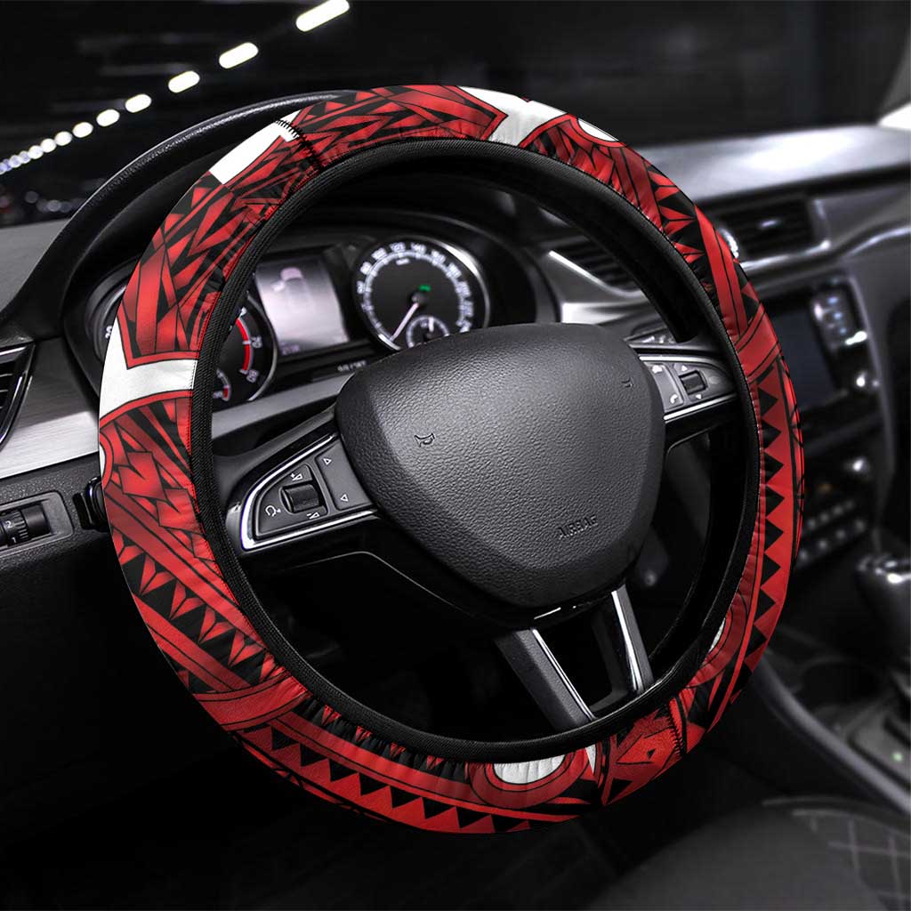 Aotearoa Maori Kowhaiwhai Steering Wheel Cover Whero Puhoro and Patiki