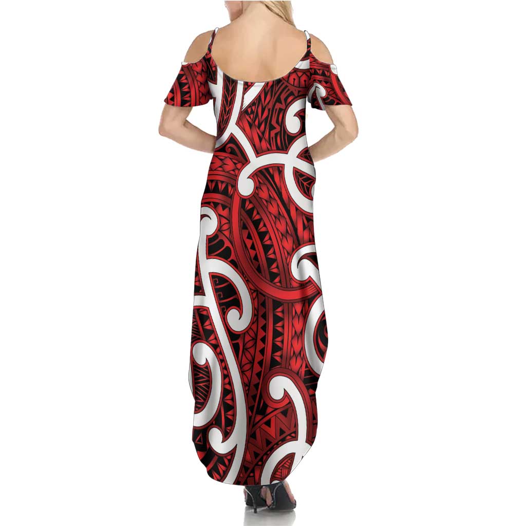 Aotearoa Maori Kowhaiwhai Summer Maxi Dress Whero Puhoro and Patiki LT9 - Polynesian Pride
