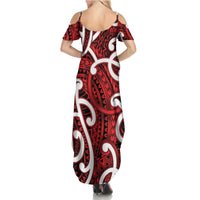Aotearoa Maori Kowhaiwhai Summer Maxi Dress Whero Puhoro and Patiki LT9 - Polynesian Pride