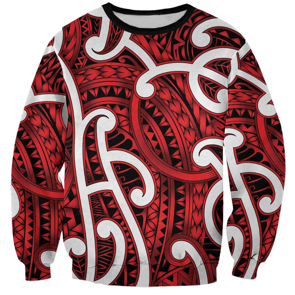 Aotearoa Maori Kowhaiwhai Sweatshirt Whero Puhoro and Patiki