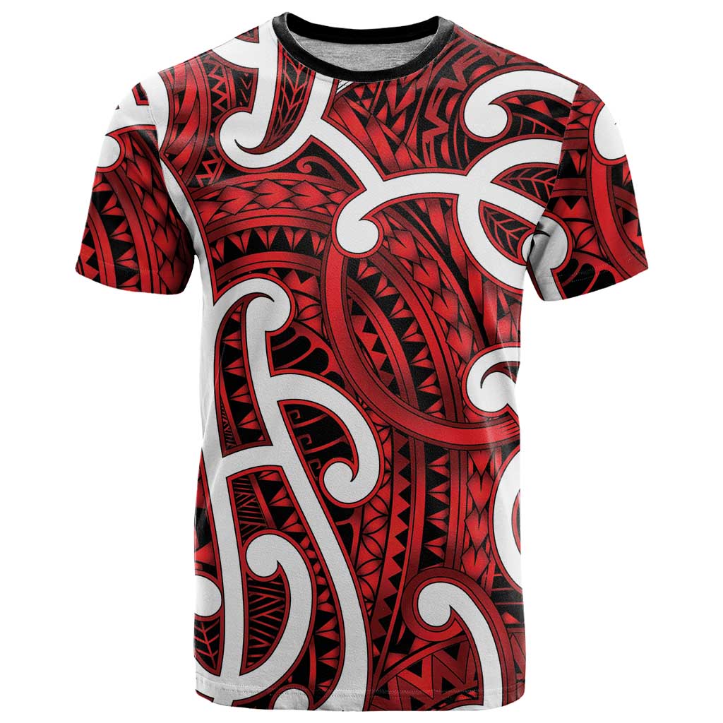 Aotearoa Maori Kowhaiwhai T Shirt Whero Puhoro and Patiki