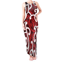 Aotearoa Maori Kowhaiwhai Tank Maxi Dress Whero Puhoro and Patiki