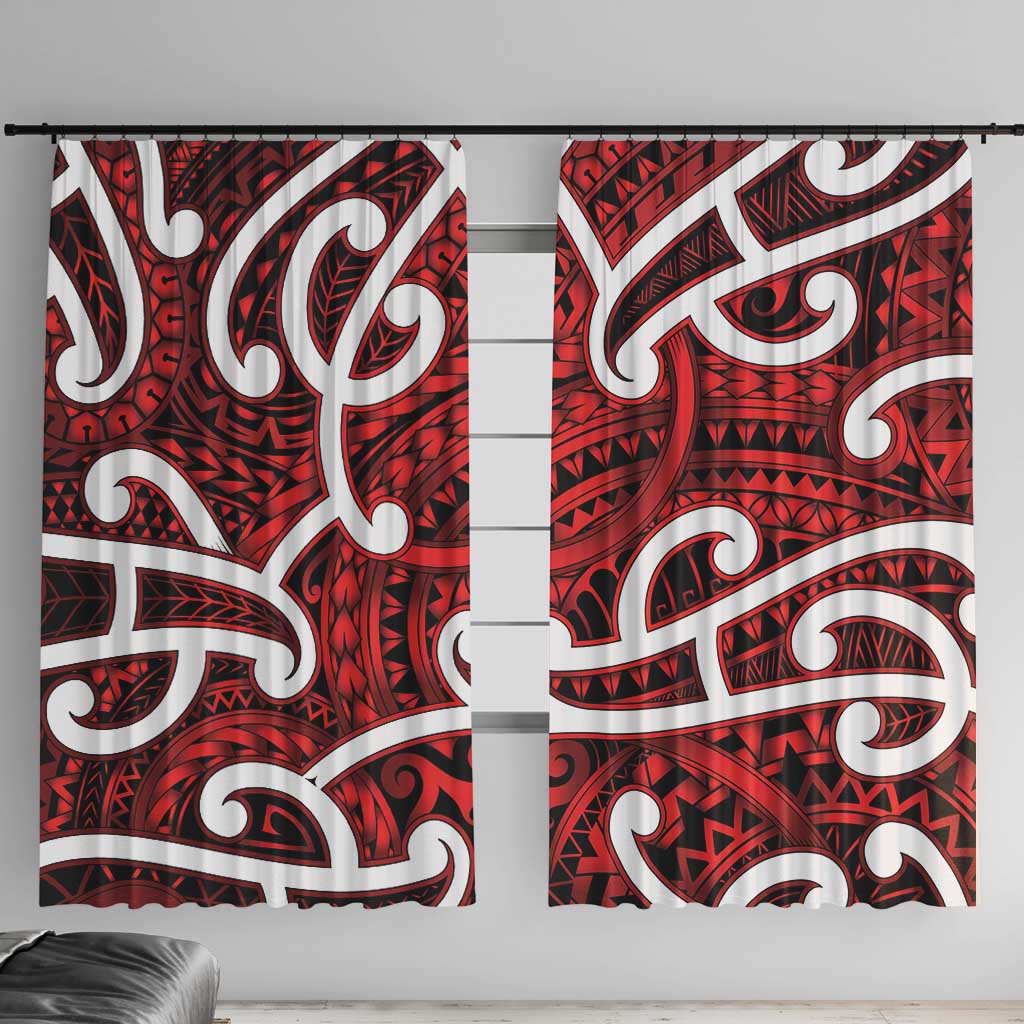 Aotearoa Maori Kowhaiwhai Window Curtain Whero Puhoro and Patiki