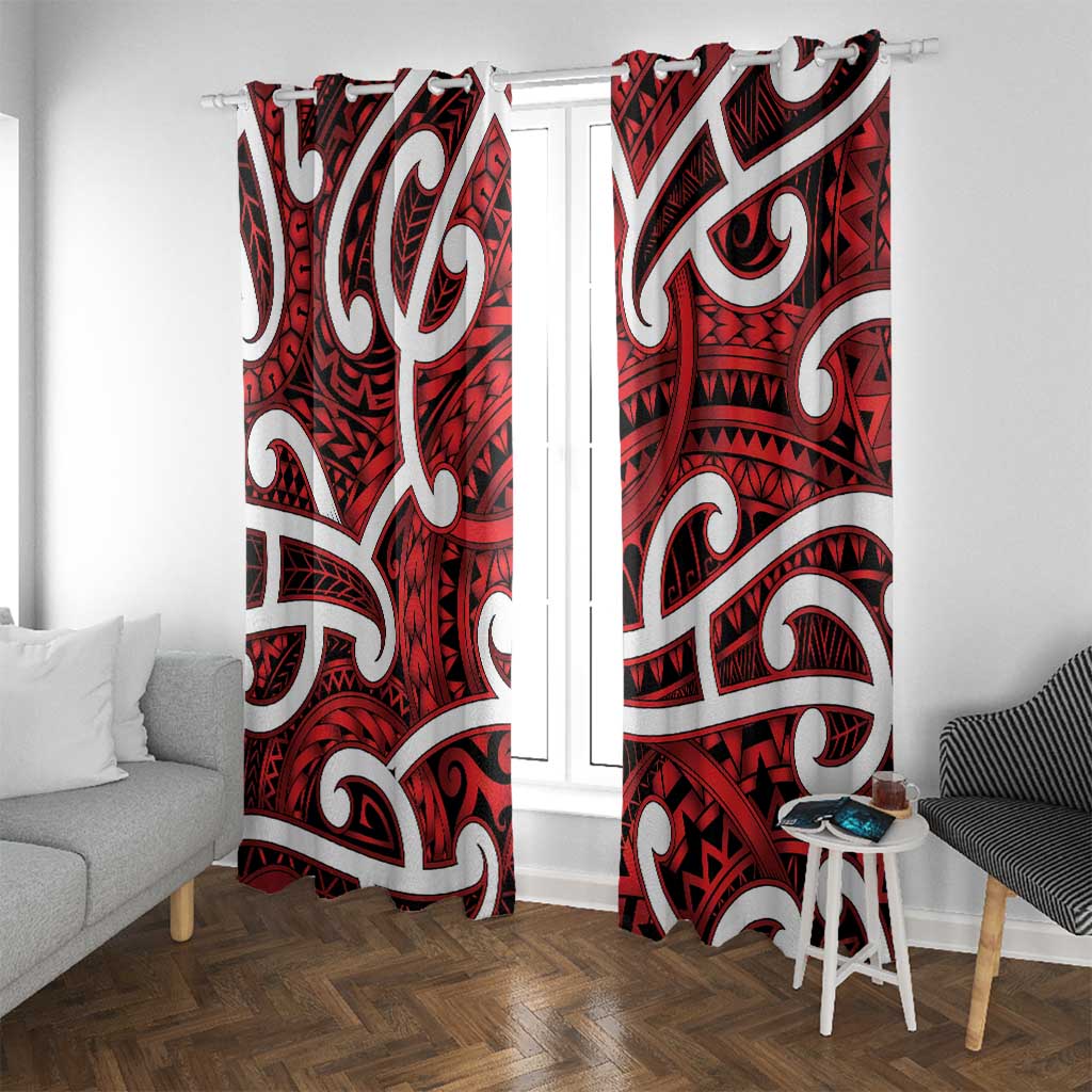 Aotearoa Maori Kowhaiwhai Window Curtain Whero Puhoro and Patiki