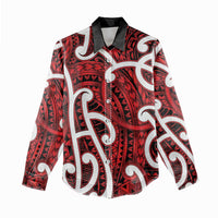 Aotearoa Maori Kowhaiwhai Women Casual Shirt Whero Puhoro and Patiki LT9 - Polynesian Pride