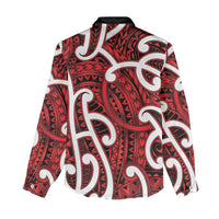 Aotearoa Maori Kowhaiwhai Women Casual Shirt Whero Puhoro and Patiki LT9 - Polynesian Pride