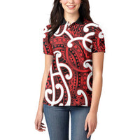 Aotearoa Maori Kowhaiwhai Women Polo Shirt Whero Puhoro and Patiki LT9 - Polynesian Pride