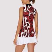 Aotearoa Maori Kowhaiwhai Women Sleeveless Polo Shirt Whero Puhoro and Patiki LT9 - Polynesian Pride