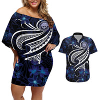 Micronesia Constitution Day Couples Matching Off Shoulder Short Dress and Hawaiian Shirt Since 1979 with Polynesian Hibiscus Pattern