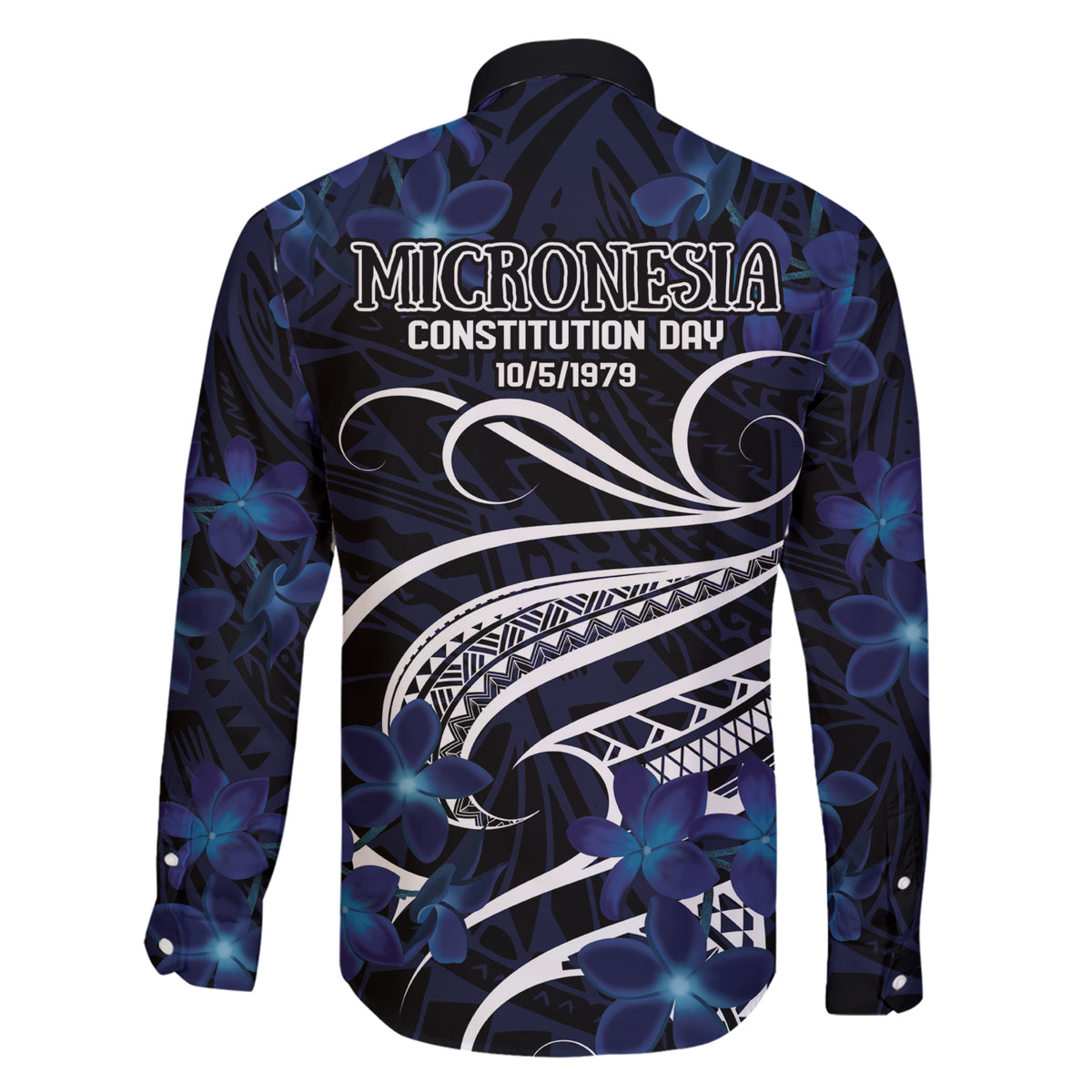 Micronesia Constitution Day Family Matching Short Sleeve Bodycon Dress and Hawaiian Shirt Since 1979 with Polynesian Hibiscus Pattern